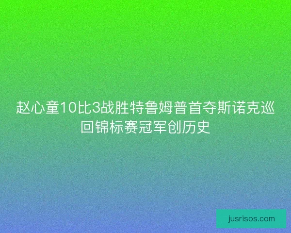 赵心童10比3战胜特鲁姆普首夺斯诺克巡回锦标赛冠军创历史